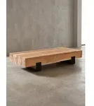 KADIMA DESIGN Couchtisch Couchtisch 130x59x25cm Akazie Massivholz / Metall...