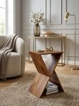 KADIMA DESIGN Beistelltisch Beistelltisch X-Form 43x60x30 cm Massivholz...