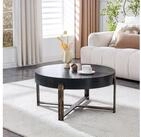 MODFU Couchtisch runder Wohnzimmertisch &Oslash;68 cm, stabile Metall-Kreuzf&uuml;&szlig;e