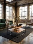 KADIMA DESIGN Couchtisch Couchtisch 60x60x41 cm Massivholz Metall Sofatisch