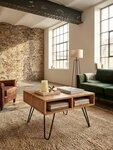 KADIMA DESIGN Couchtisch Couchtisch 60x60x40 cm Akazie Massivholz / Metall...