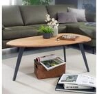 FINEBUY Couchtisch FB59388 Akazie Massivholz oval 110 cm Wohnzimmertisch in