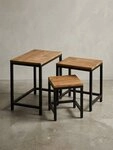 KADIMA DESIGN Satztisch 3er Set Design Beistelltisch AKOLA Massivholz Satztisch