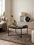 KADIMA DESIGN Couchtisch Couchtisch 80x35x80 cm mit Marmor Optik Schwarz,