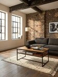 KADIMA DESIGN Couchtisch Couchtisch 100x60x45 cm Massivholz Metall Sofatisch