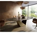 DELIFE Esstisch Edge, Oval 315x150 cm Keramik Emperador Extra Lucidato...