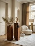 KADIMA DESIGN Satztisch Beistelltisch 3er Set Massivholz Satztisch Quadratisch