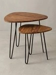 KADIMA DESIGN Satztisch Design Satztisch Massivholz Metall Beistelltisch 2er Set
