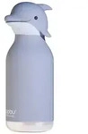 ASOBU Trinkflasche Kindertrinkflasche BESTIE mit Strohhalm 460ml - DELFIN blau