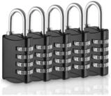 LuxusKollektion Vorh&auml;ngeschloss Zahlenschloss 4 stellig 5er Pack Schwarz...
