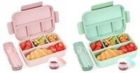 LuxusKollektion Lunchbox Bento Box Kinder 4 Abteilungen Kindersicher Rosa Gr&uuml;n