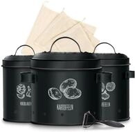 KitchenQuality Vorratsdose SteelFresh Kartoffel Aufbewahrungsbox, Schwarz, 3er...