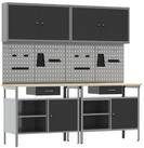 vidaXL Werkbank Werkbank-Set 8 stk. Schwarz und Grau Pulverbeschichteter Stahl,