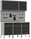 vidaXL Werkzeugschrank Werkbank 8 stk. Schwarz und Grau Ingenieure Holz und...