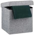 relaxdays Stauraumhocker Faltbarer Sitzhocker mit Stauraum Leinen (1 St), grau