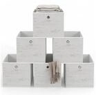 relaxdays Faltbox Aufbewahrungsbox faltbar 6er Set (6 St), Holzoptik-Wei&szlig;