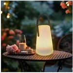 Spetebo Au&szlig;en-Tischleuchte LED Tischlampe mit Lederband konisch rund, mit...