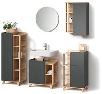 Livinity&reg; Badm&ouml;bel-Set Marano, Anthrazit, 5-teilig, (5-St)