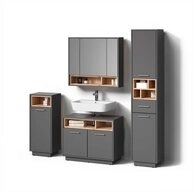 Livinity&reg; Badm&ouml;bel-Set Temo, Anthrazit, 4-teilig, (4-St)