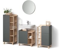 Livinity&reg; Badm&ouml;bel-Set Marano, Anthrazit, 4-teilig, (4-St)