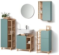 Livinity&reg; Badm&ouml;bel-Set Marano, Blau-Grau, 5-teilig, (5-St)