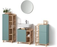 Livinity&reg; Badm&ouml;bel-Set Marano, Blau-Grau, 4-teilig, (4-St)