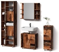 Livinity&reg; Badm&ouml;bel-Set Eisak, Eiche rustikal, 4-teilig, (4-St)