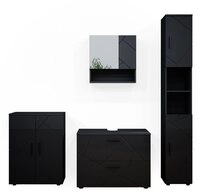 Vicco Badm&ouml;bel-Set Irma, Anthrazit Hochglanz, 4-teilig, (4-St., 4er Set)