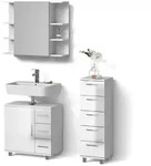 Livinity&reg; Badm&ouml;bel-Set Eisak, Wei&szlig; Hochglanz, 3-teilig, (3-St)