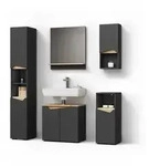 Livinity&reg; Badm&ouml;bel-Set Timavo, Anthrazit, 5-teilig, (5-St) grau