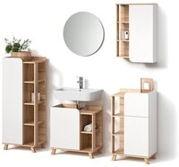 Livinity&reg; Badm&ouml;bel-Set Marano, Sonoma/Wei&szlig;, 5-teilig, (5-St)