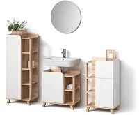 Livinity&reg; Badm&ouml;bel-Set Marano, Sonoma/Wei&szlig;, 4-teilig, (4-St)