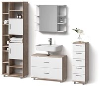 Livinity&reg; Badm&ouml;bel-Set Eisak, Wei&szlig;/Sonoma, 4-teilig, (4-St)