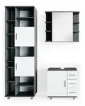 Vicco Badm&ouml;bel-Set Ilias, Anthrazit, 3-teilig, (3-er Set, 3-St., 3er Set) grau