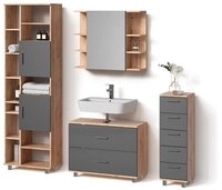 Livinity&reg; Badm&ouml;bel-Set Eisak, Eiche, 4-teilig, (4-St)