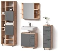Livinity&reg; Badm&ouml;bel-Set Eisak, Eiche, 4-teilig, (4-St)