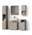 Livinity&reg; Badm&ouml;bel-Set Timavo, Greige, 5-teilig, (5-St) grau