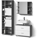 Livinity&reg; Badm&ouml;bel-Set Eisak, Anthrazit, 3-teilig, (3-St) grau 80 cm x 60.8 cm