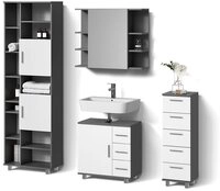 Livinity&reg; Badm&ouml;bel-Set Eisak, Anthrazit, 4-teilig, (4-St)