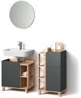 Livinity&reg; Badm&ouml;bel-Set Marano, Anthrazit, 3-teilig, (3-St)