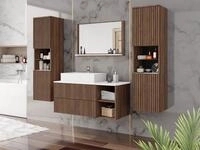 MIRJAN24 Badm&ouml;bel-Set Kertos Rillen III, (5er-Set, Spiegel, Waschbeckenschrank,