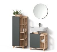 Livinity&reg; Badm&ouml;bel-Set Marano, Anthrazit, 3-teilig, (3-St)