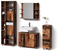 Livinity&reg; Badm&ouml;bel-Set Eisak, Eiche rustikal, 4-teilig, (4-St)