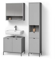 Livinity&reg; Badm&ouml;bel-Set ATERNO, Grau, 3-teilig, (3-St)