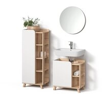 Livinity&reg; Badm&ouml;bel-Set Marano, Sonoma/Wei&szlig;, 3-teilig, (3-St)