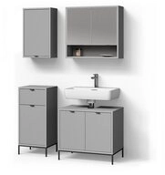 Livinity&reg; Badm&ouml;bel-Set ATERNO, Grau, 4-teilig, (4-St)