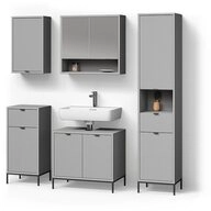 Livinity&reg; Badm&ouml;bel-Set ATERNO, Grau, 5-teilig, (5-St)