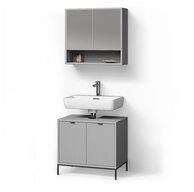 Livinity&reg; Badm&ouml;bel-Set ATERNO, Grau, 2-teilig, (2-St)