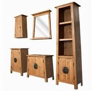 vidaXL Badm&ouml;bel-Set vidaXL 5-tlg. Badm&ouml;bel-Set Massivholz Kiefer