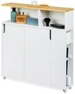 relaxdays Badregal Wei&szlig;er Nischenschrank mit Bambusablage, 1-tlg.